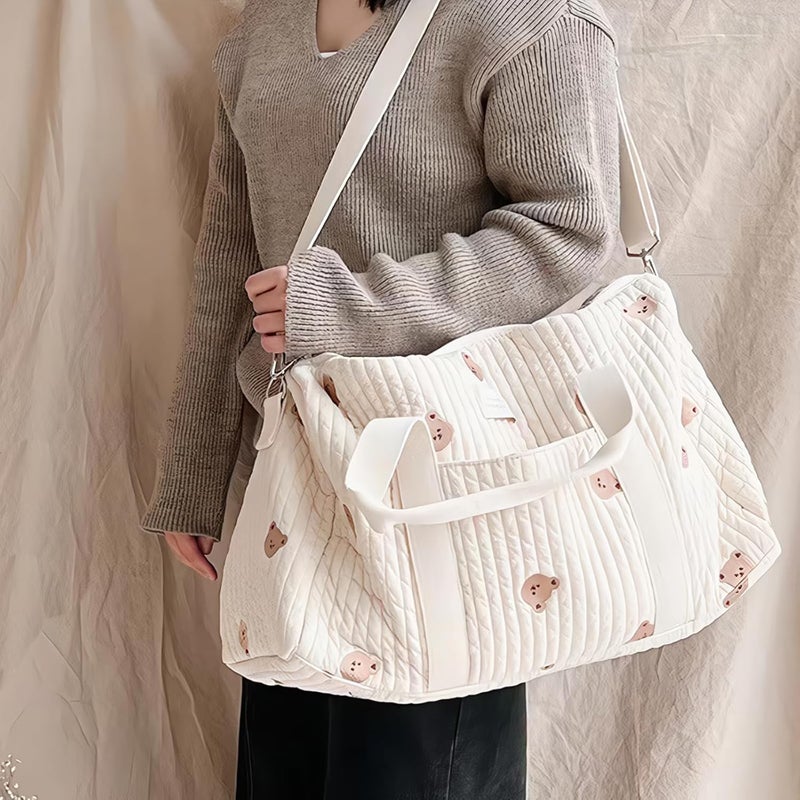 SONARIN Large Capacity Embroidery Diaper Bag Tote,Lightweight Travel Duffel Bag Messenger Bag Nappy Changing Bag Mummy Bag - Image 2